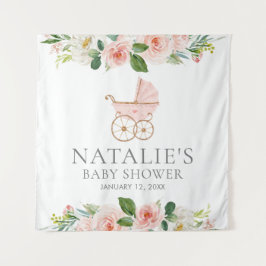 Roze Bloem Meisje Baby Shower Achtergrond Doeken Wandkleed