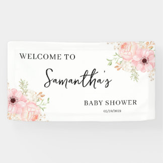 Roze Bloem Meisje Baby Shower Welkom Teken Banner