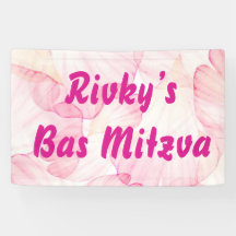 Roze bloem meisje party banner