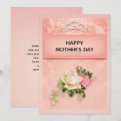 Roze bloem met diamanten tiara klasse Moederdag Feestdagenkaart (Voorkant / Achterkant)