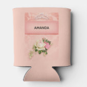 Roze bloem met Diamond Tiara Princess Design Blikjeskoeler (Achterkant)