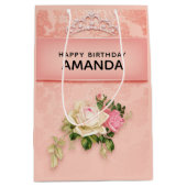 Roze bloem met Diamond Tiara Princess Design Medium Cadeauzakje