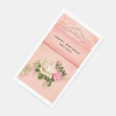 Roze bloem met Diamond Tiara Princess Design Servet (Hoek)