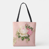Roze bloem met Diamond Tiara Princess Design Tote Bag (Achterkant)