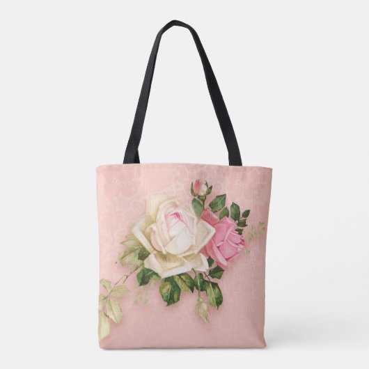 Roze bloem met Diamond Tiara Princess Design Tote Bag (Achterkant)