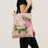 Roze bloem met Diamond Tiara Princess Design Tote Bag (Dichtbij)