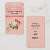 Roze bloem met Diamond Tiara Princess Design Visitekaartje (Voorkant / Achterkant)