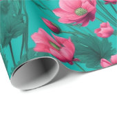 Roze bloem met draaiende achtergrond ontkoppeling cadeaupapier (Rol Hoek)