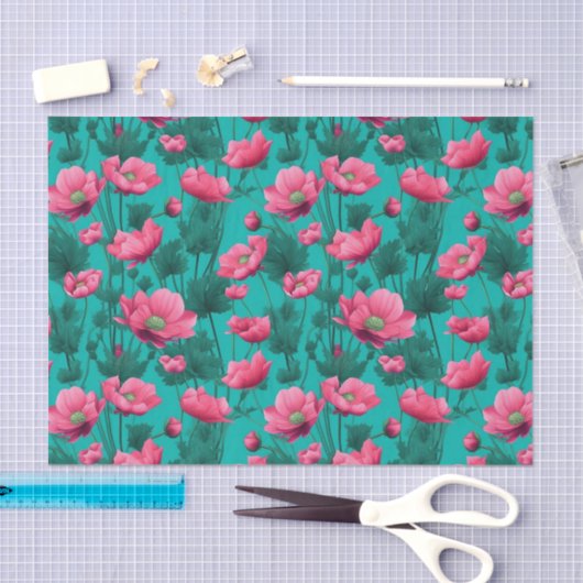 Roze bloem met draaiende achtergrond ontkoppeling tissuepapier (Craft)