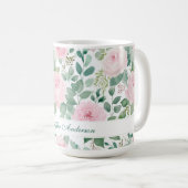 Roze bloem met eigen naam koffiemok (Voorkant rechts)