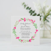 Roze bloem met elastisch huwelijk wit aankondiging (Staand voorkant)