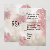 Roze bloem met entree RSVP Kaartje (Voorkant / Achterkant)