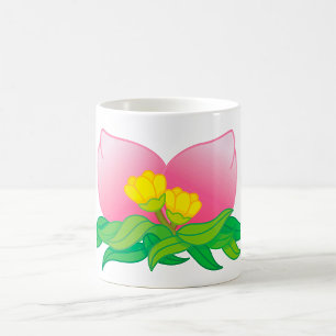 Roze Bloem met Gele Bloesems Koffiemok