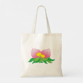 Roze bloem met gele bloesems tote bag (Achterkant)