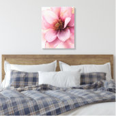 Roze bloem met gouden touch elegant canvas afdruk (Insitu (Slaapkamer))