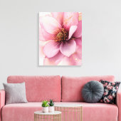 Roze bloem met gouden touch elegant canvas afdruk (Insitu (Woonkamer))