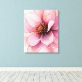 Roze bloem met gouden touch elegant canvas afdruk (Insitu (Houten vloer))