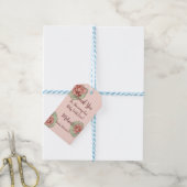 Roze Bloem met groen Bladeren Baby shower Cadeaulabel (Met Touw)