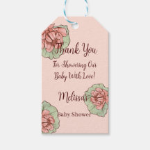 Roze Bloem met groen Bladeren Baby shower