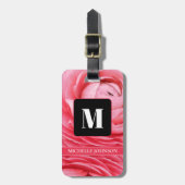 Roze Bloem met Monogram Bagagelabel (Voorkant verticaal)