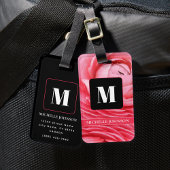 Roze Bloem met Monogram Bagagelabel