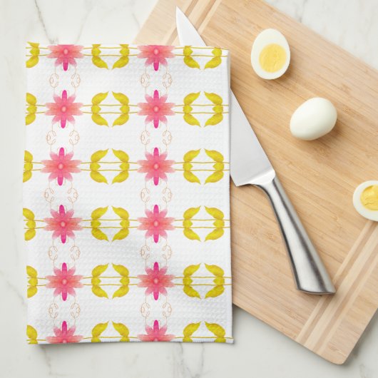 Roze bloem met wit en goud theedoek (Quarter Fold)