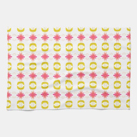Roze bloem met wit en goud theedoek (Horizontaal)