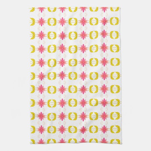 Roze bloem met wit en goud theedoek (Verticaal)