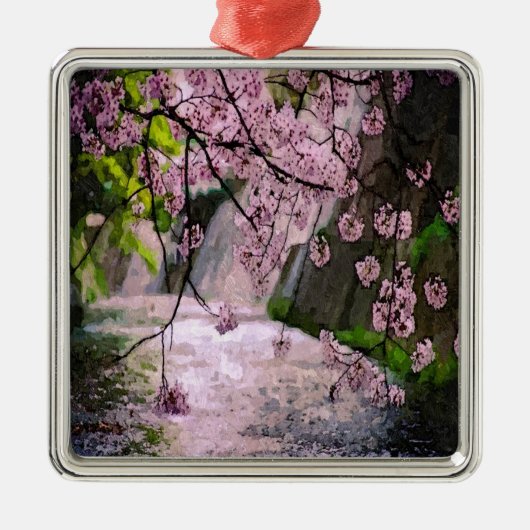 Roze bloem metalen ornament (Voorkant)