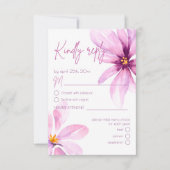 Roze Bloem Minimalistisch Menu Keuze Bruiloft RSVP (Voorkant)