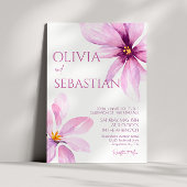 Roze Bloem Minimalistische elegante bruiloft Kaart