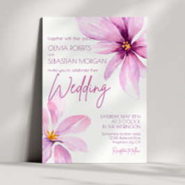 Roze Bloem Minimalistische elegante bruiloft Kaart