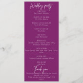 Roze Bloem Minimalistische elegante bruiloft Programmakaart (Achterkant)