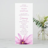 Roze Bloem Minimalistische elegante bruiloft Programmakaart (Staand voorkant)