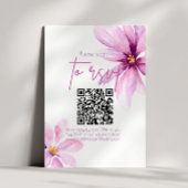 Roze Bloem Minimalistische QR CODE Bruiloft RSVP Kaartje