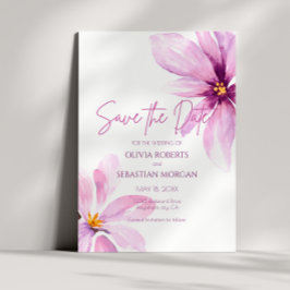 Roze Bloem Minimalistische Waterverf Bruiloft Save The Date