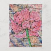 Roze Bloem Mixed Media Collage Briefkaart (Voorkant)