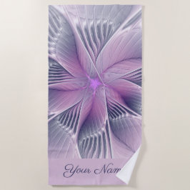  Roze Bloem Moderne Abstracte Fractal Naam Strandlaken