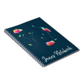 Roze bloem moderne, eenvoudige Japanse kunst Notitieboek (Rechterzijde)