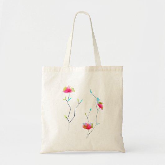Roze bloem moderne, eenvoudige Japanse kunst Tote Bag (Voorkant)