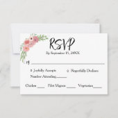 Roze Bloem Moderne Script Bruiloft  RSVP Kaartje (Voorkant)
