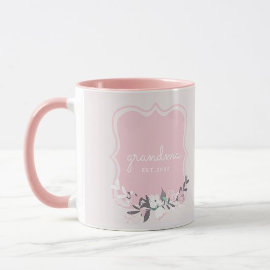 Roze bloem-moederdaggeschenk oma mok (Links)