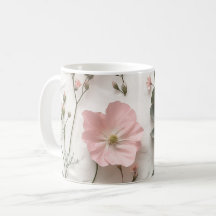 Roze bloem mok | Elegante botanische koffie C