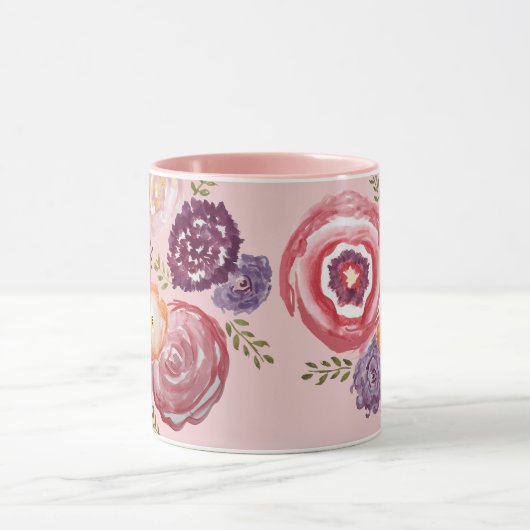 Roze bloem Mok van Bouquet-koffie (Midden)