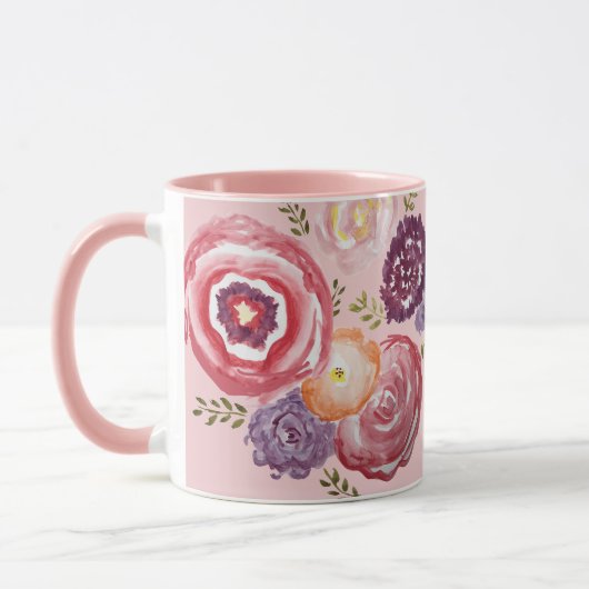 Roze bloem Mok van Bouquet-koffie (Links)