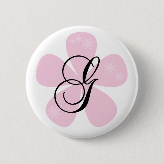 Roze bloem Monogram G Ronde Button 5,7 Cm (Voorkant)