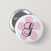 Roze bloem Monogram G Ronde Button 5,7 Cm (Voorkant /achterkant)