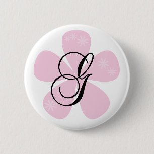 Roze bloem Monogram G Ronde Button 5,7 Cm