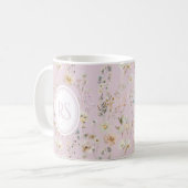 Roze Bloem Monogram Koffiemok (Voorkant links)