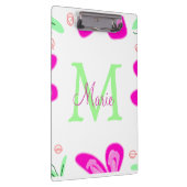 Roze bloem monogram naam toevoegen letter groen bl klembord (Rechts)